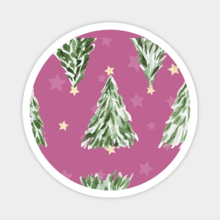 Holiday christmas tree over pink peony background Magnet